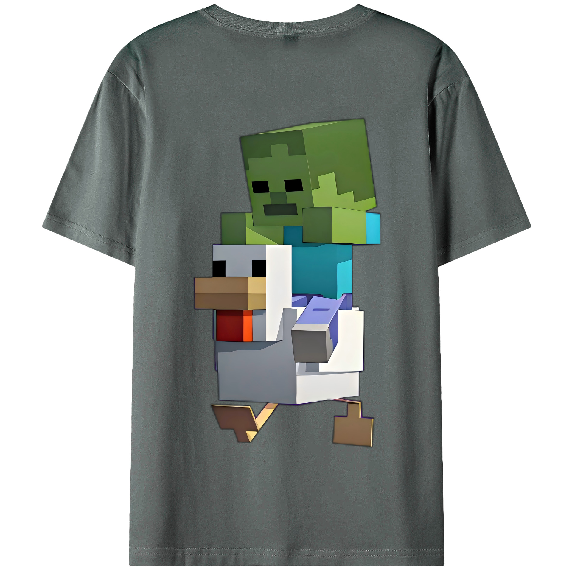 （画像用） マインクラフト ブロックの世界 Minecraft MC Block world 綿100％半袖Tシャツ（背面プリント）